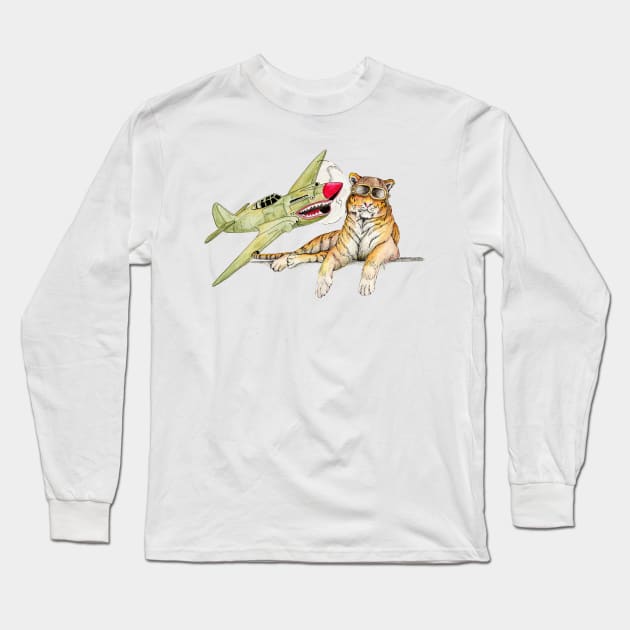 P40 Flying Tiger Long Sleeve T-Shirt by AaronShirleyArtist